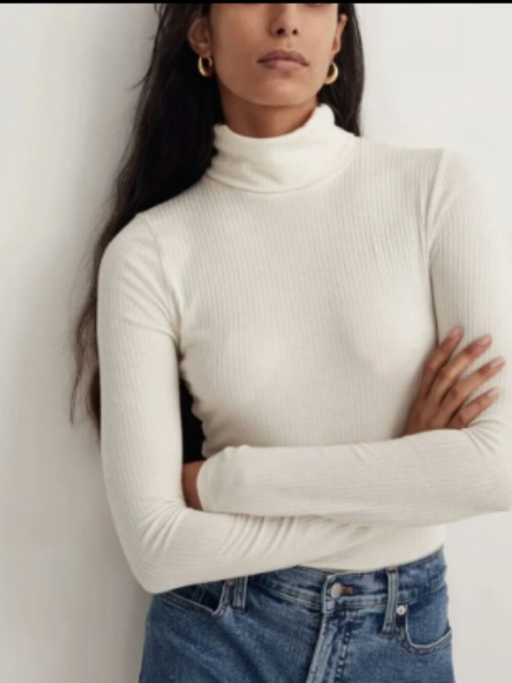 MADEWELL HEATHER IVORY SOFT TURTLENECK RIBBED TOP SWEATER NWT $55 XS